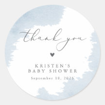 Baby shower Bleu Favoriser le Merci Étiquette
