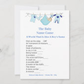 Baby shower Bleu Invitation du jeu (Devant)