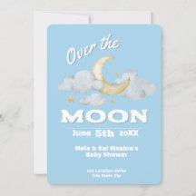 Baby shower bleu lune Invitation personnalisée