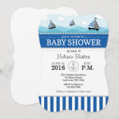 Baby shower bleu nautique Invitation (Devant / Derrière)