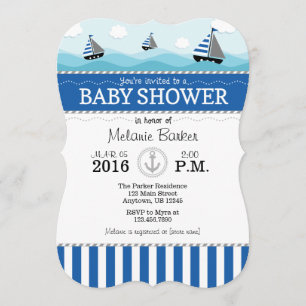 Baby shower bleu nautique Invitation