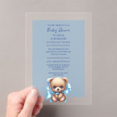 Baby shower bleu ours Teddy Acrylique Invitation (In situ (ordinateur de poche))