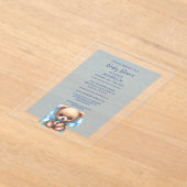 Baby shower bleu ours Teddy Acrylique Invitation (Poser)