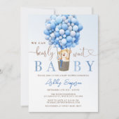 Baby shower Bleu Ours Teddy Invitation (Devant)