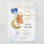 Baby shower Bleu Ours Teddy Invitation (Devant)