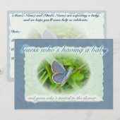 Baby shower Bleu Papillon Invitation (Devant / Derrière)