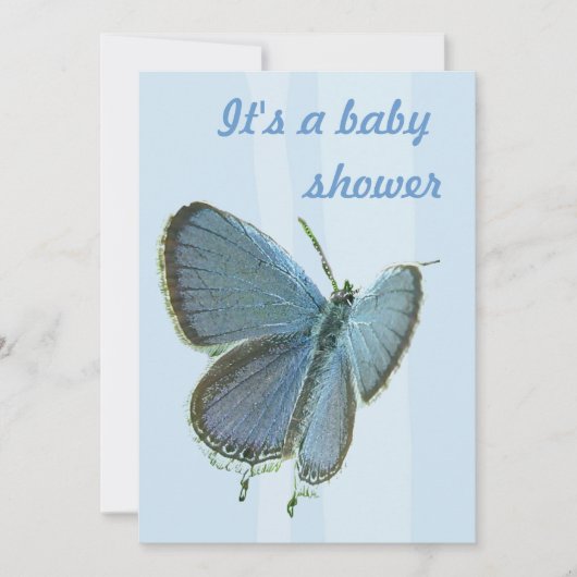 Baby shower Bleu Papillon Invitation (Devant)