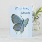 Baby shower Bleu Papillon Invitation (Debout devant)