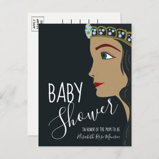 Baby shower bleu Princesse Invitation (Devant / Derrière)