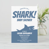 Baby shower bleu requin Invitation (Debout devant)