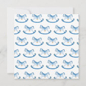 Baby shower bleu rocking cheval carré invitations (Dos)