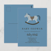 Baby shower bleu Rocking Horse Invitation (Devant / Derrière)