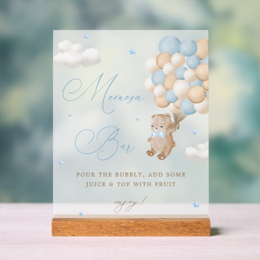 Baby shower bleu Teddy Bear Mimosa Bar (Neutre)