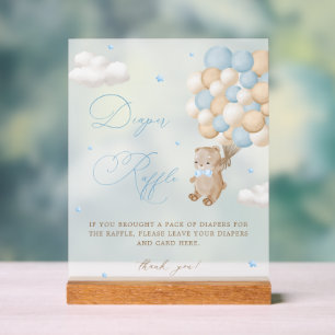 Baby shower Bleu Teddy Bear Raffin