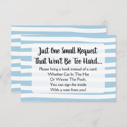 Baby shower Bleu Tiré En Bande Apporter Une Carte  (Devant / Derrière)