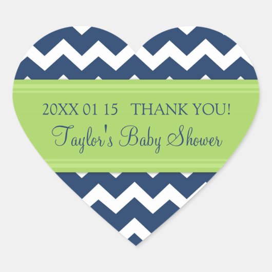 Baby shower bleu vert Chevron Favoriser Stickers (Devant)
