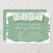 Baby shower Blocks Boy Plaid Invitation (Devant / Derrière)