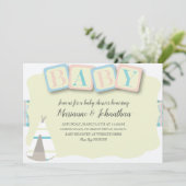 Baby shower Blocs Boho Tribal Plaid Invitation (Debout devant)