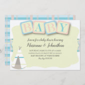 Baby shower Blocs Boho Tribal Plaid Invitation (Devant / Derrière)