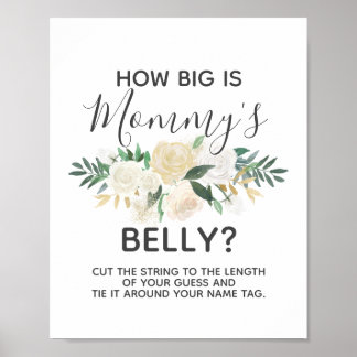 Baby shower bloemen Hoe groot is mama's Belly Game Poster