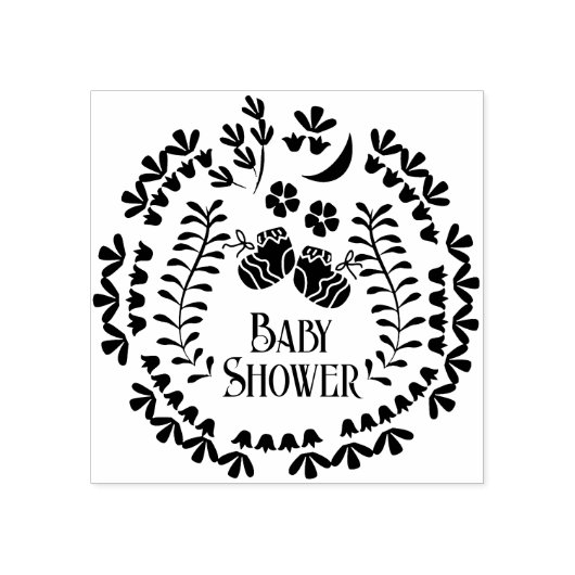 Baby shower Bloemen Rubber Stamp Rubberstempel (Afrduk)