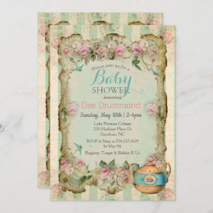 Baby shower Bloemen Thee Uitnodiging