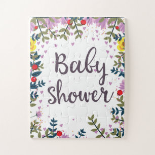 Baby Shower Bloemen Uitnodiging Legpuzzel