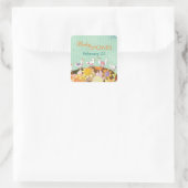 Baby shower Bloemvogels Vierkante Sticker (Tas)