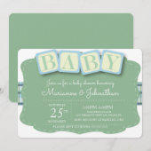 Baby shower Blokken Jongen speldenuitnodiging Kaart (Voorkant / Achterkant)