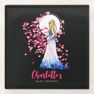 Baby shower Blonde Lady in het kraambed Glazen Onderzetter