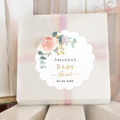 Baby shower blozen roos florale eucalyptus bedankjes labels