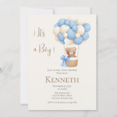 Baby shower Blue Bear Invitation garçon (Devant)