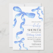 Baby shower Blue Bow Invitation (Devant)