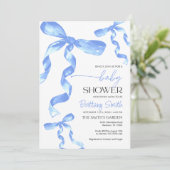 Baby shower Blue Bow Invitation (Debout devant)