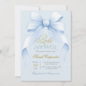 Baby shower Blue Bow Invitation garçon (Devant)