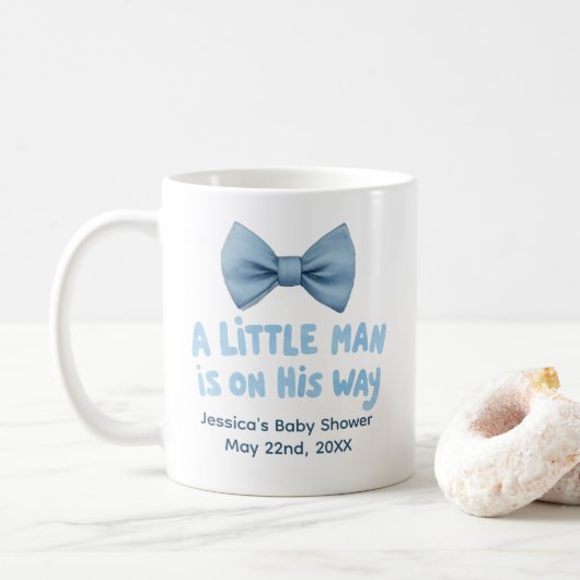Baby shower Blue Bow Stropdas Little Man Mok (Met donut)