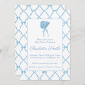 Baby shower Blue Bow Trellis Invitation (Devant / Derrière)