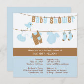 Baby shower Blue Boy Invitation Kaart (Voorkant / Achterkant)