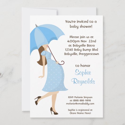 Baby shower Blue Boy Invitation Maman moderne (Devant)