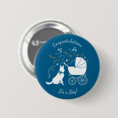 Baby shower Blue Boy Ronde Button 5,7 Cm (Voorkant /achterkant)