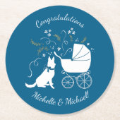 Baby shower Blue Boy Ronde Kartonnen Onderzetter (Voorkant)