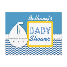 BABY SHOWER Blue Chevrons en zeilboot voor Boy A01