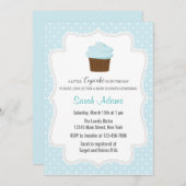 Baby shower Blue Cupcake Invitation (Devant / Derrière)
