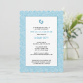 Baby shower Blue Damask Boy Invitation w pieds (Debout devant)