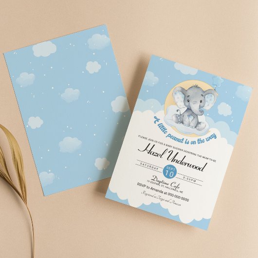 Baby shower Blue Elephant Boy Invitation