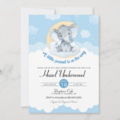 Baby shower Blue Elephant Boy Invitation (Devant)