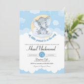 Baby shower Blue Elephant Boy Invitation (Debout devant)