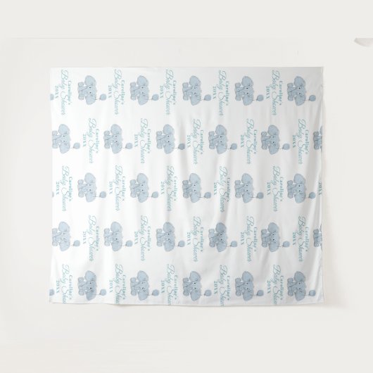 baby shower Blue Elephant | Stap en herhaling Wandkleed (Voorkant (horizontaal))