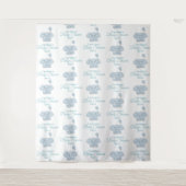 baby shower Blue Elephant | Stap en herhaling Wandkleed (Voorkant)