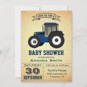 Baby shower Blue Farm Tractor Invitation (Devant)